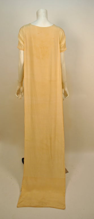 1920's Soft Creme Raw Silk Wedding Dress w/ Train For Sale 2