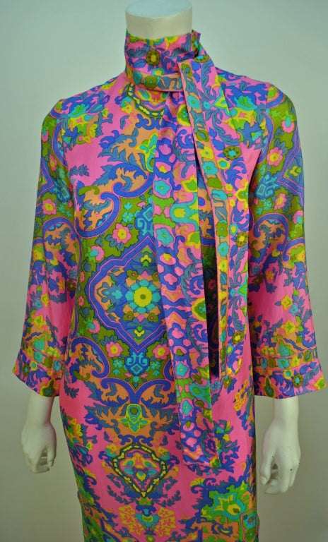 Women's Vintage Lanvin psychedelic paisley multicolour caftan dress For Sale