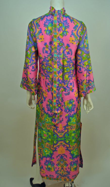 Vintage Lanvin psychedelic paisley multicolour caftan dress For Sale 2