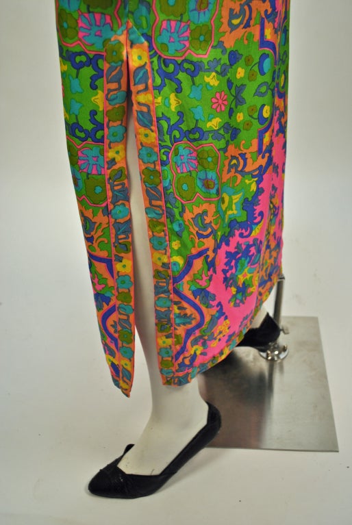 Vintage Lanvin psychedelic paisley multicolour caftan dress For Sale 3