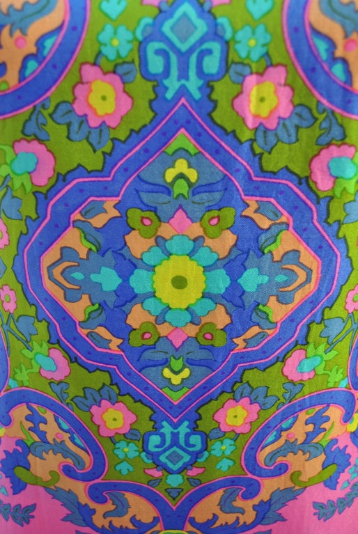 Vintage Lanvin psychedelic paisley multicolour caftan dress For Sale 4