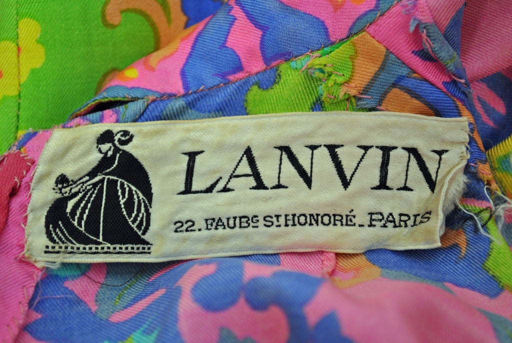 Vintage Lanvin psychedelic paisley multicolour caftan dress For Sale 5