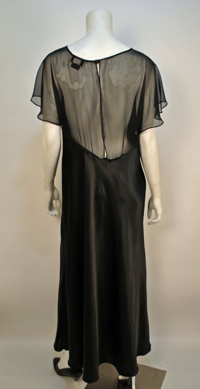 Vintage Valentino 100% silk black sheer bow night gown For Sale 2