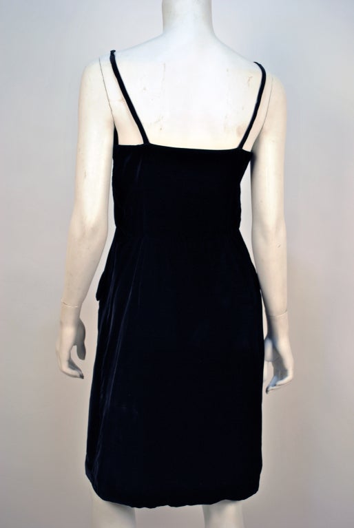 Vintage Valentino diamond black velvet cocktail dress For Sale 2