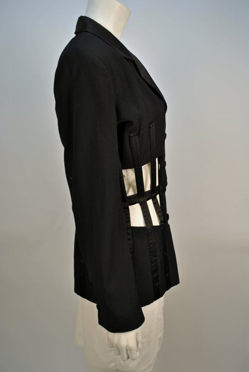 Women's or Men's Vintage Jean Paul Gaultier cut out corset cage blazer For Sale