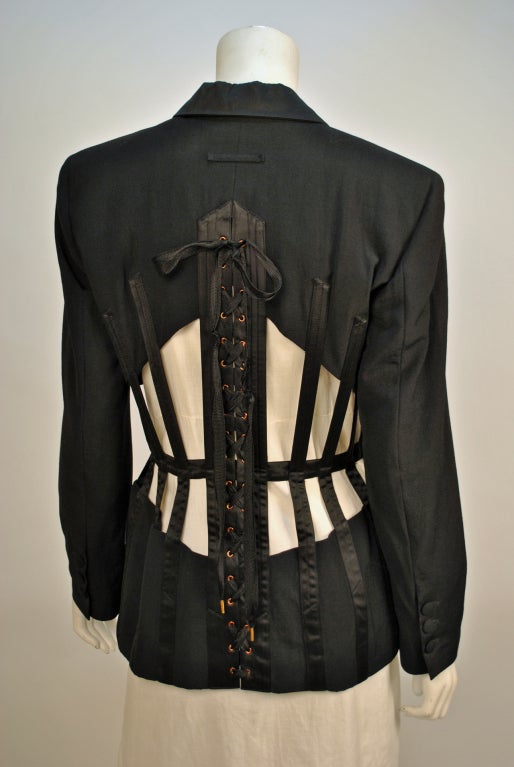Vintage Jean Paul Gaultier cut out corset cage blazer For Sale 1