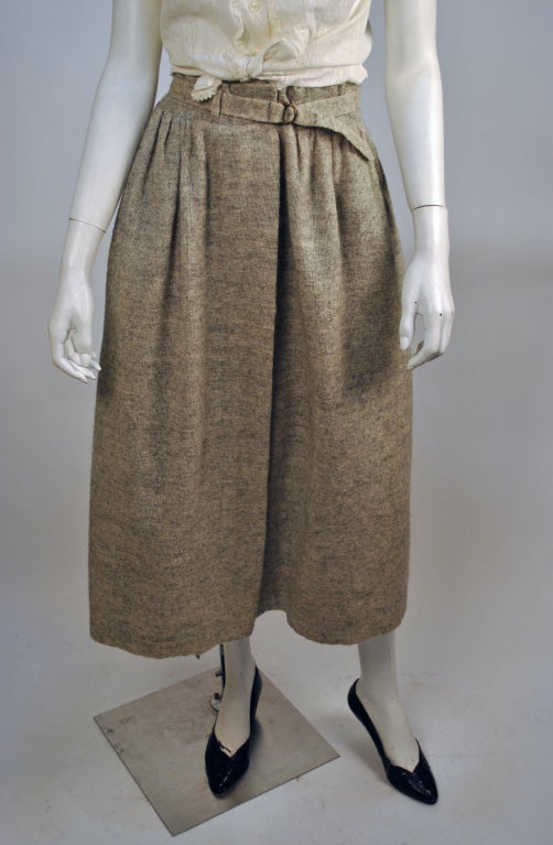 Vintage Cerruti heather grey tweed knit wrap skirt