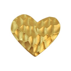 YSL Retro 1980's Gold Heart Brooch Very Romantic