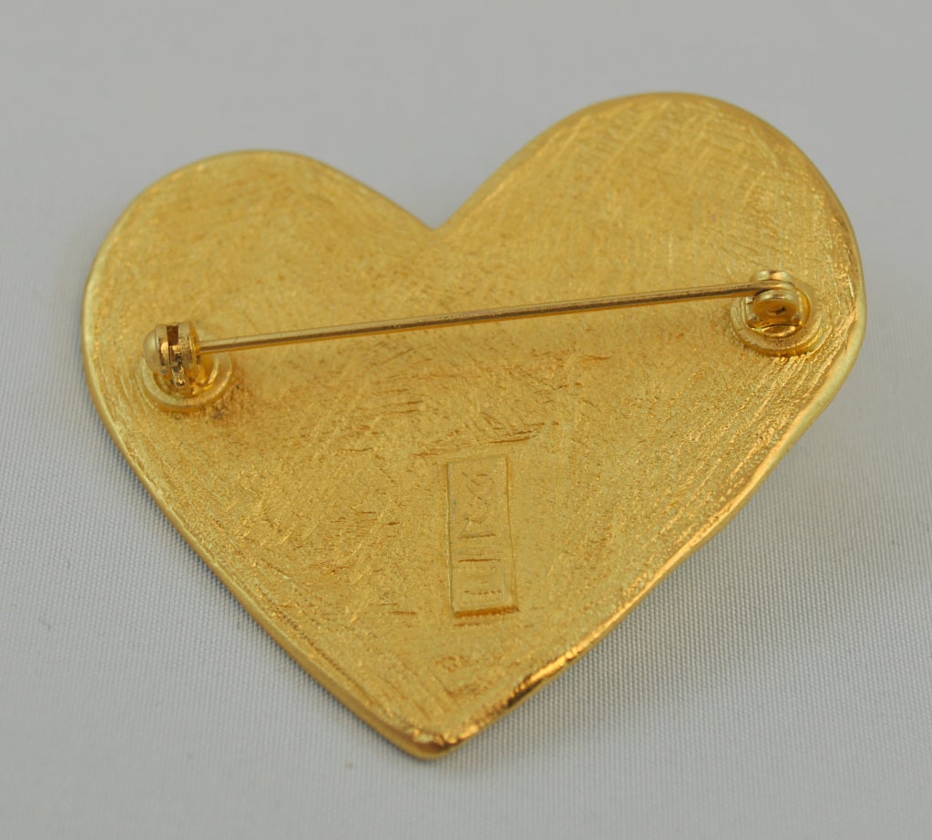YSL vintage 1980's Gold Heart Brooch Very Romantic