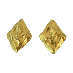 YSL Vintage 1990's Art Earrings Gold Tones Large! Very Romantic