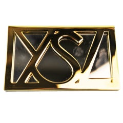1980's Yves Saint Laurent Logo Handbag Mirror Gold Tone