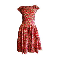Vintage 1950's Gigi Young Floral Silk Summer Dress