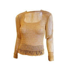 Vintage 1970's Loris Azzaro Gold Chain Crochet Sweater