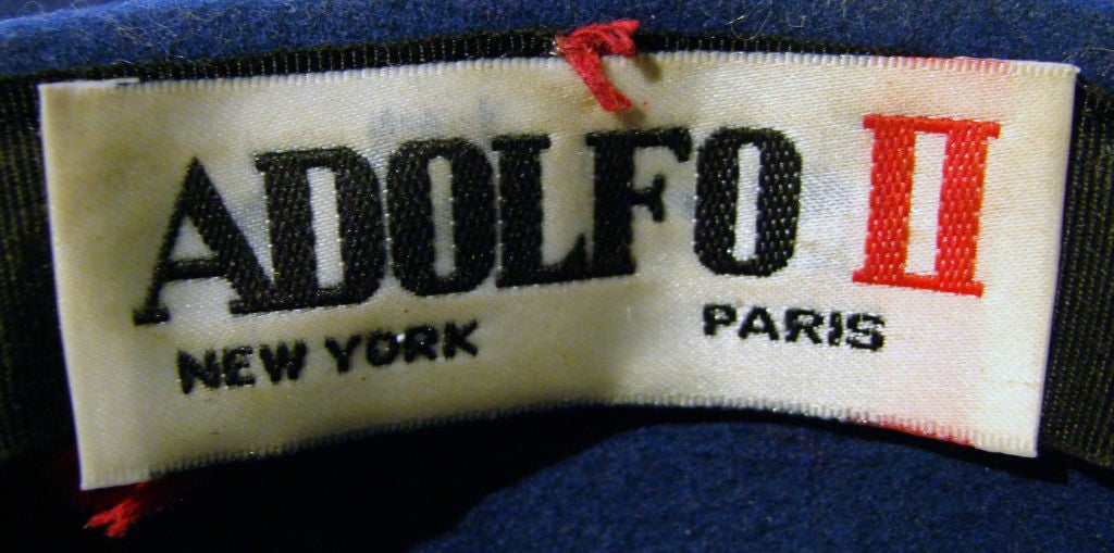 Vintage Adolfo Wide Brim Wool Felt Hat w/ Feathers For Sale 2