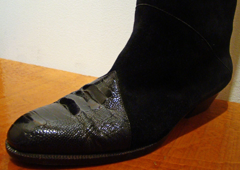 Vintage Yves Saint Laurent YSL Black Suede & Leather Boots