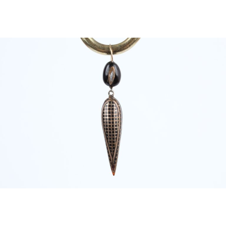 Regency Gold, Diamond and Tortoiseshell Pique-work drop earrings