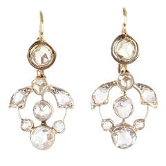 Victorian Rose and Lasque-cut Diamond Earrings