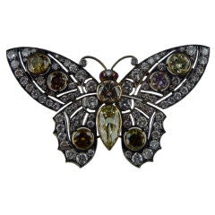 Natural Colored Diamond Butterfly Brooch