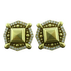 Vahe Naltchayan Diamond and 18 K Yellow Gold Euro Clip Earrings
