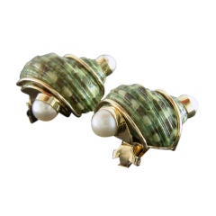 Seaman Schepps Shell Pearl Earrings