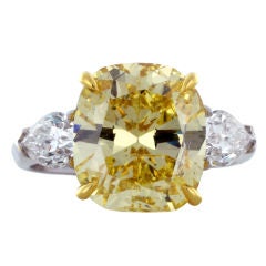 Striking 4.40ct Intense Yellow Diamond Ring