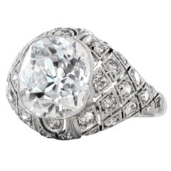 Art Deco 5.00 Carat Diamond Platinum Engagement Ring 11