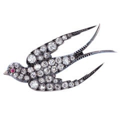 Charming Victorian Diamond Bird Pin