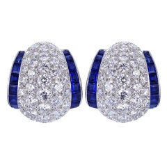 Oscar Heyman Sapphire Diamond Platinum Earrings