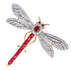 Ruby Diamond Dragonfly Pin