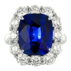 7.15 Carat No Heat Sapphire Diamond Ring