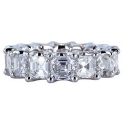 7.84 Carat Asscher Cut Diamond Eternity Band Ring 9