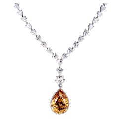 Spectacular Cognac Diamond Pendant Necklace GIA Cert