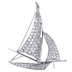 Charming 5.00ctw Diamond Sailboat Pin