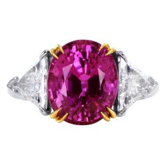 Vivid Pink Sapphire Diamond Ring