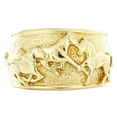 Wide Horse Gold Cuff Bracelet
