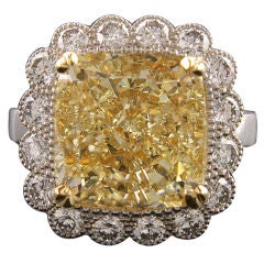 SHREVE, CRUMP & LOW Superb Fancy/Intense Canary Diamond Ring