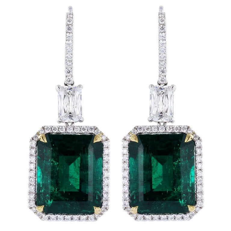 Striking 18.83ctw Colombian Emerald Earrings