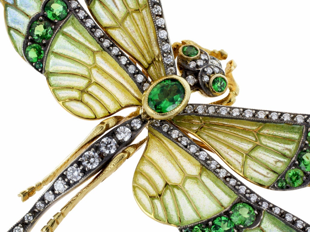 Plique-a-Jour Tsavorite & Diamond Dragonfly