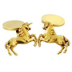 French Gold Unicorn Cufflinks