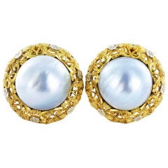 M. BUCCELLATI Gold & Mabe Pearl Earrings