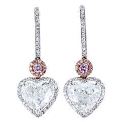 4.41ctw Heart Diamond Dangle Earrings