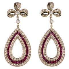 SHREVE, CRUMP & LOW Estate Collection Diamond & Ruby Earrings