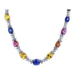 105ctw Multi-Color No Heat Sapphire Necklace