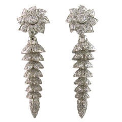 Diamond platinum Pin Wheel Drop Earrings 7