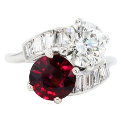 1.43ct Ruby and 1.61ct Diamond Bypass Ring