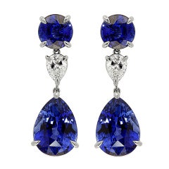 17.22 Carats Sapphires Diamond Gold Drop Earrings