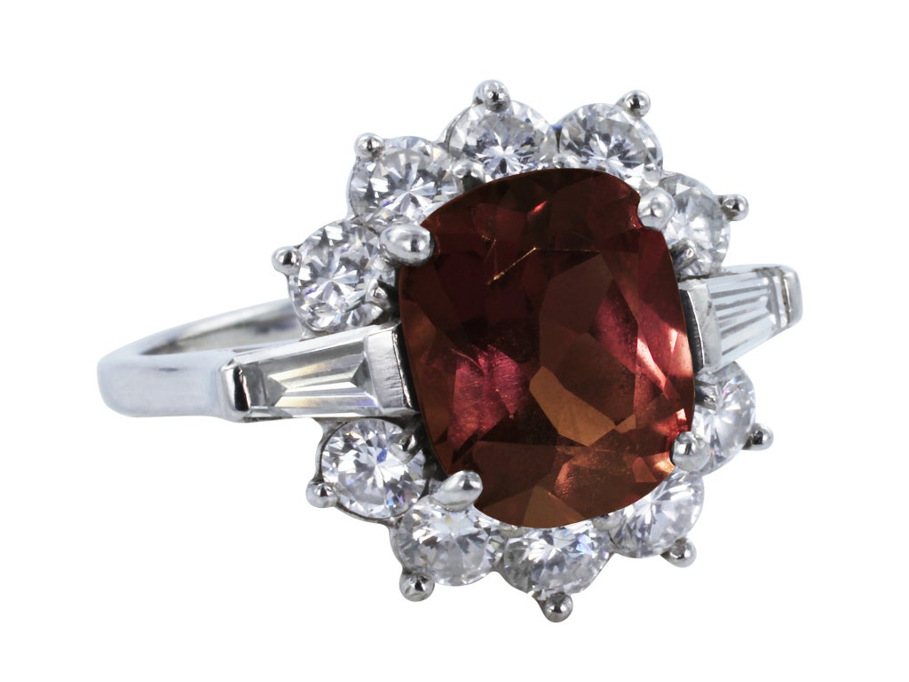 Extraordinary 3.39ct Natural Alexandrite & Diamond Ring In Excellent Condition For Sale In Chestnut Hill, MA