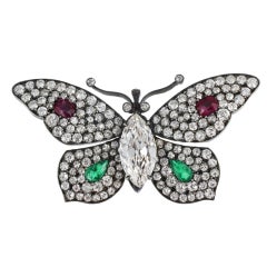 Edwardian Diamond & Gemset Butterfly Pin