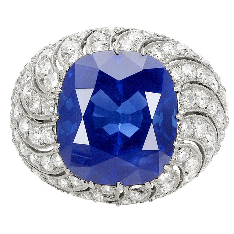 Extremely Rare 14.54ct No Heat Kashmir Sapphire Ring For Sale