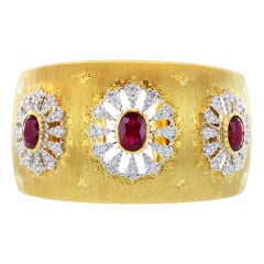 Striking M. Buccellati Ruby & Diamond Cuff Bracelet